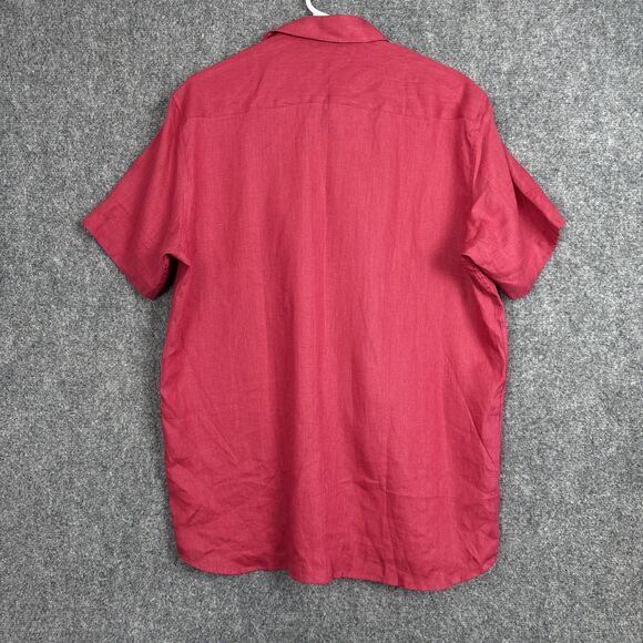 StudioSuits Shirt Mens XL Red Linen Casual Camp - Picture 2 of 9
